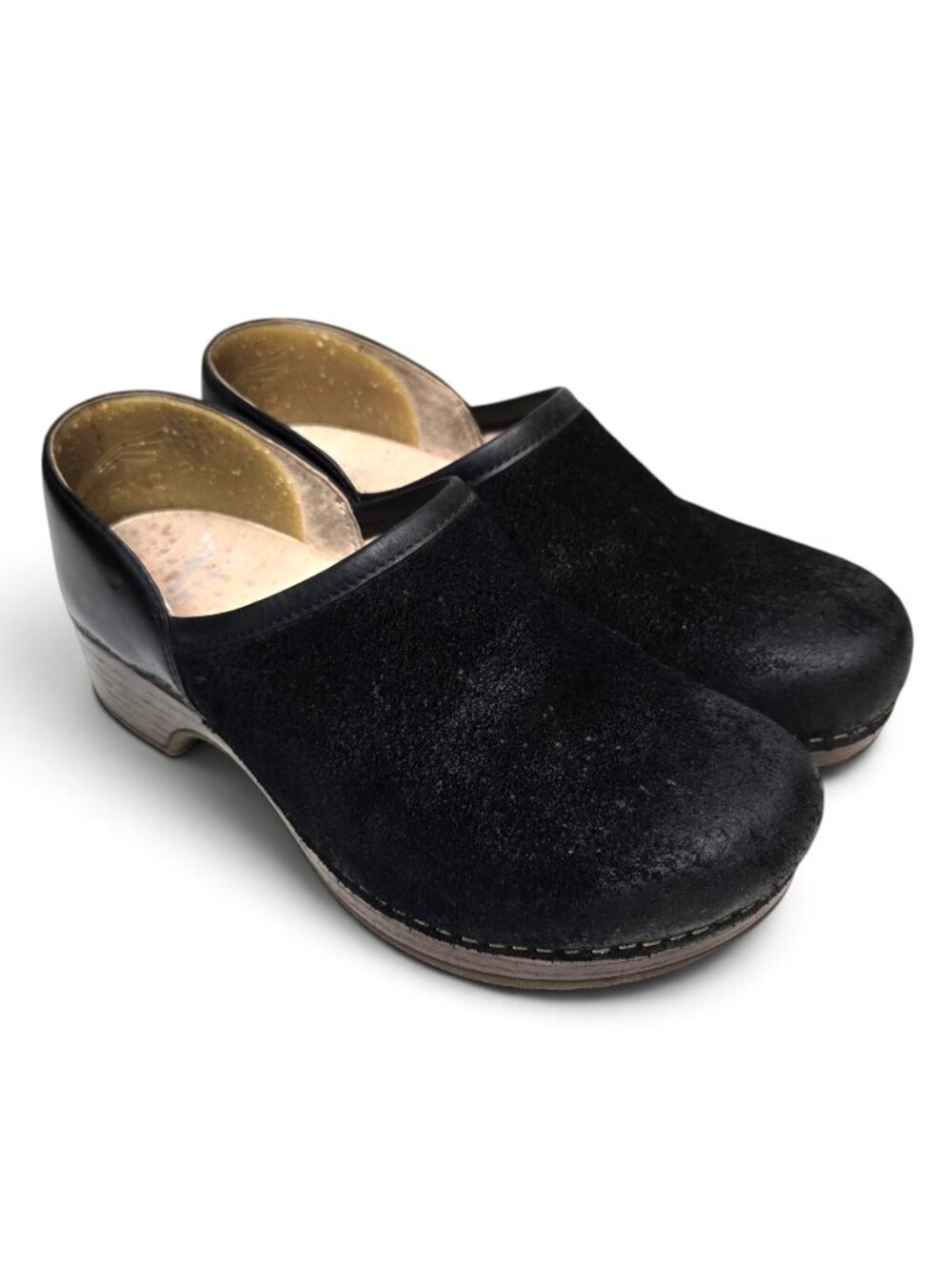 Dansko Brenna Black Burnished Suede Clog Shoes Womens Professional Comfort 36